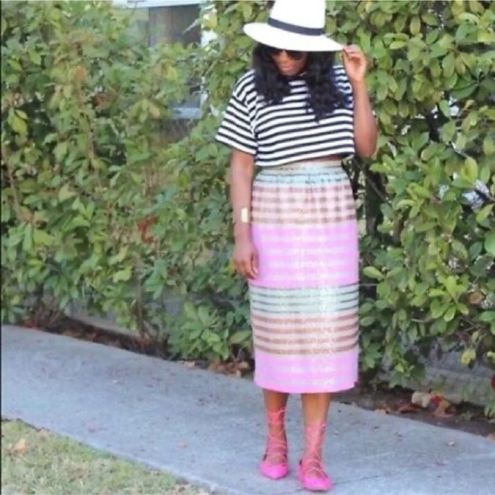 J.Crew Collection striped sequin skirt size 6 EUC